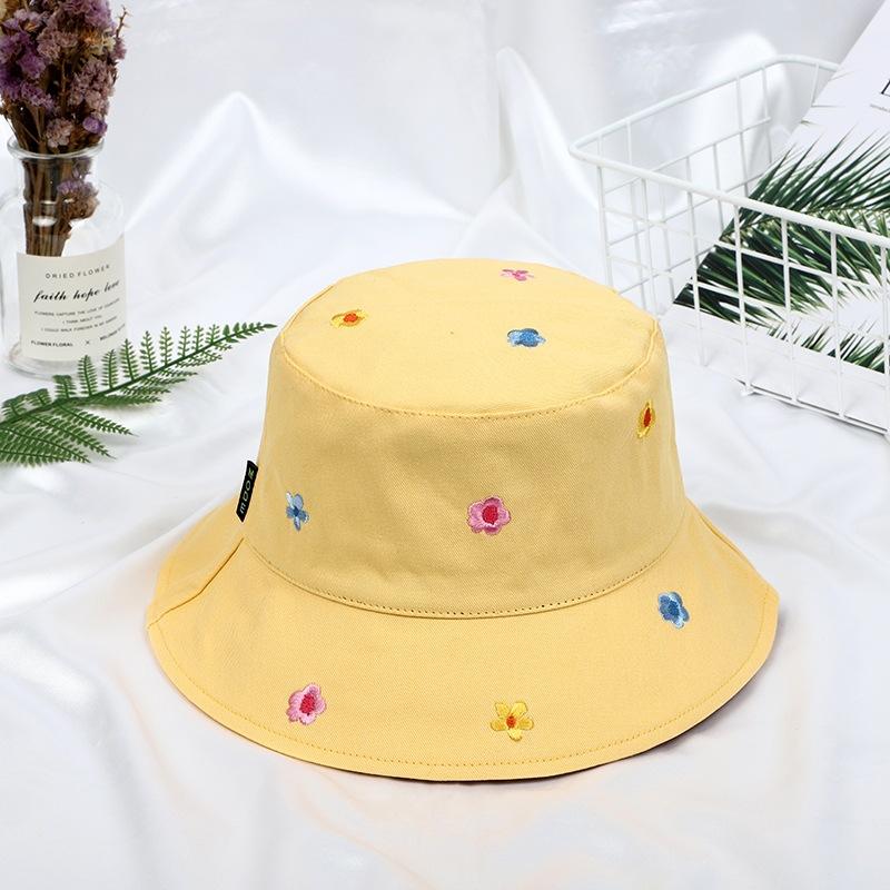 Korea Sweet Cute Flower Embroidery Fisherman Hat Children Summer Outdoor Sun Protection Basin Hat Casual Fashion Cover