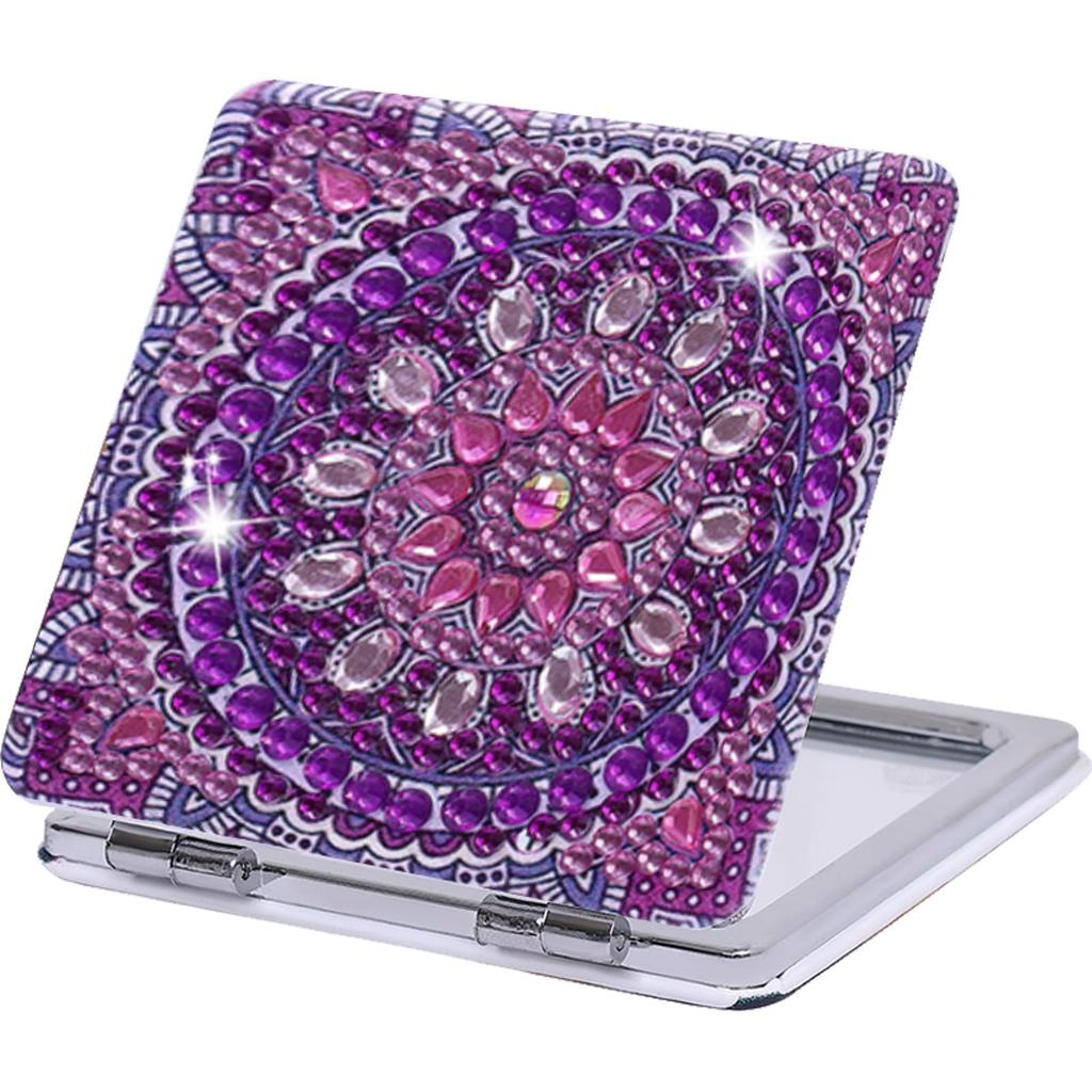 DIY Rhinestone Embroidery Mosaic Makeup Mirror Pocket Mirror Double Side Crystal Diamond Mirror Mandala Special Shaped for Girl