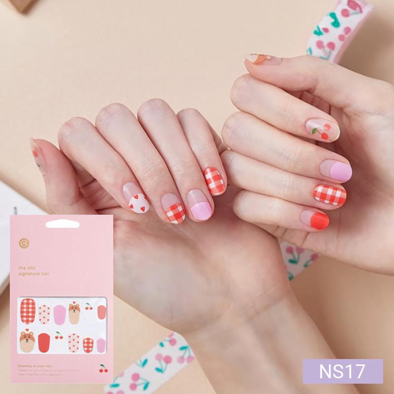 Cute Pastel Nail Stickers 24pcs | Press-On Strips, Bunny, Bear&Star Designs, Easy Peel