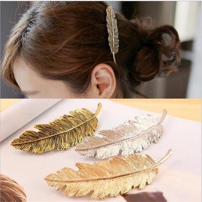 Leaf Feather Hair Clip Hairpin Barrette Bobby Pins Women Accseeories Jewerly