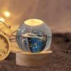 Whale 3D Crystal Ball Night Light with Wooden Base - LED USB Table Lamp for Kids, Teens, and Home Decor