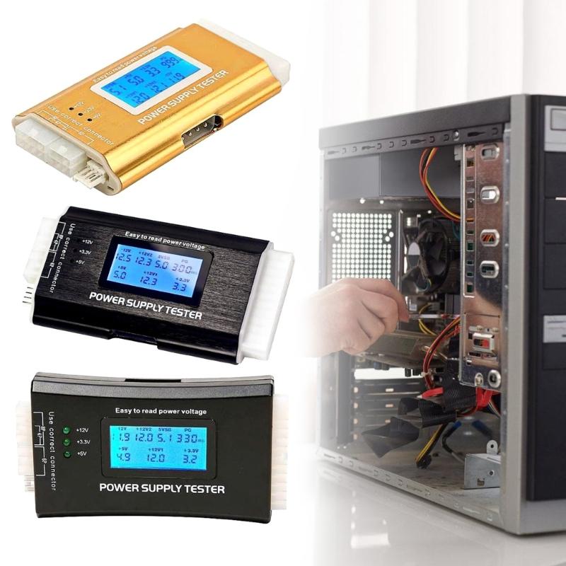 Computer PC Power Supply Tester Connector Power Supply Tester LCD Screen Diagnostic Tester Aluminum Enclosure