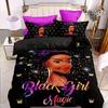 Soft Duvet 3pcs Soft and Cozy African American Girl Duvet Cover Set | Bedding for Bedroom and Guest Room Birthday Gift