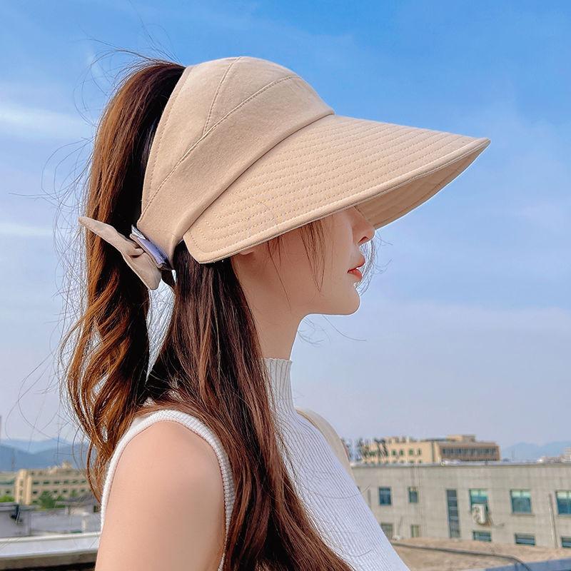 Hat Ladies Summer Big Eaves Empty Top Sun Hat Anti-UV Face Cover Outdoor Cycling Non-turning Sun Hat
