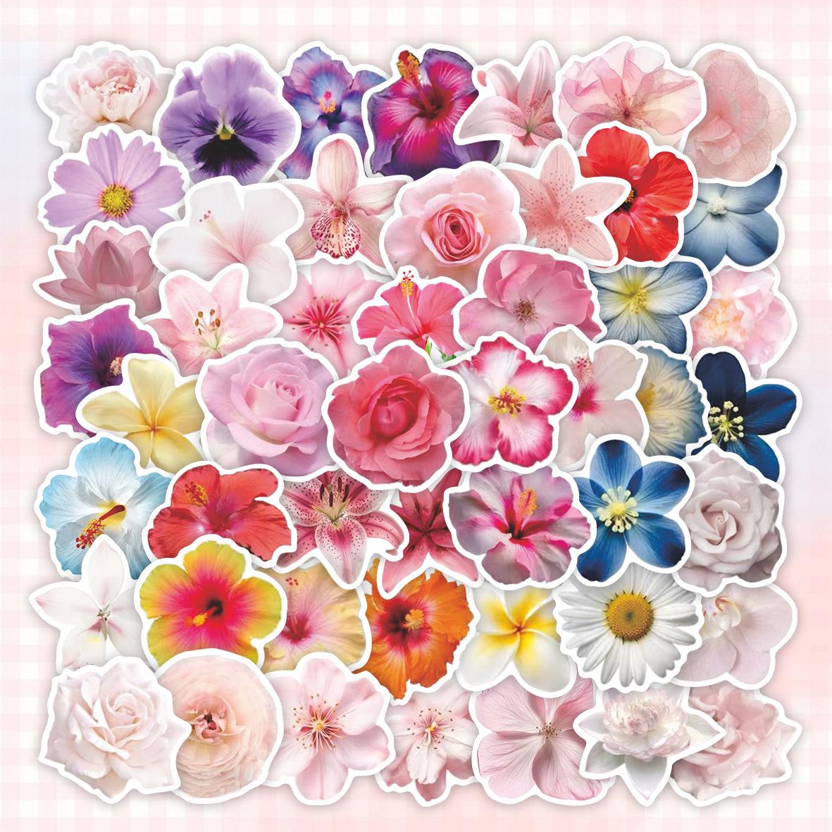 

50PCS Cute Cartoon Flower Waterproof PVC Stickers for DIY Notebooks, Luggage, Suitcases цветочный
