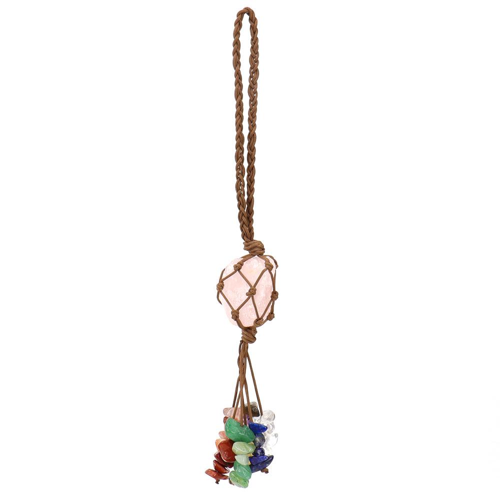 Seven-Color Crystal Pendant with Hand-Woven Tassel for Car or Home Decor
