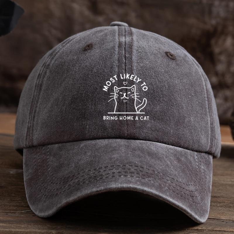 

Fun Letters Cat Print Baseball Cap Unisex Outdoor Hat Fashion Versatile Peaked Cap Trend коричневий