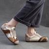Johnature Color Contrasting Casual Flat Shoes Comfortable Lightweight Soft Soled Retro Women's Shoes