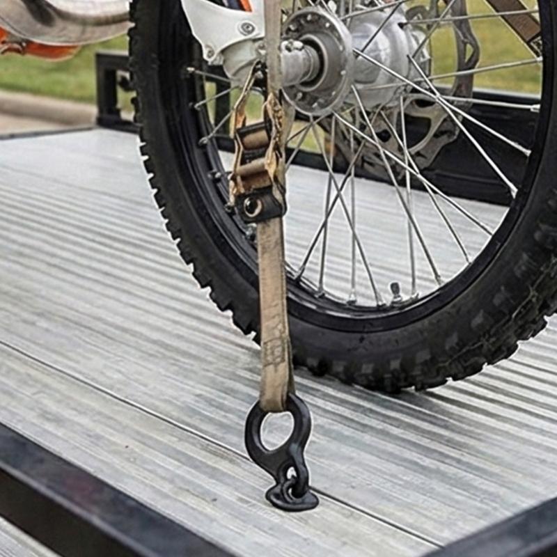 10Pcs Black O Rings Motorcycle Trailer Tie Down Anchors Hooks Stainless Steel For Secure Cargo Transport