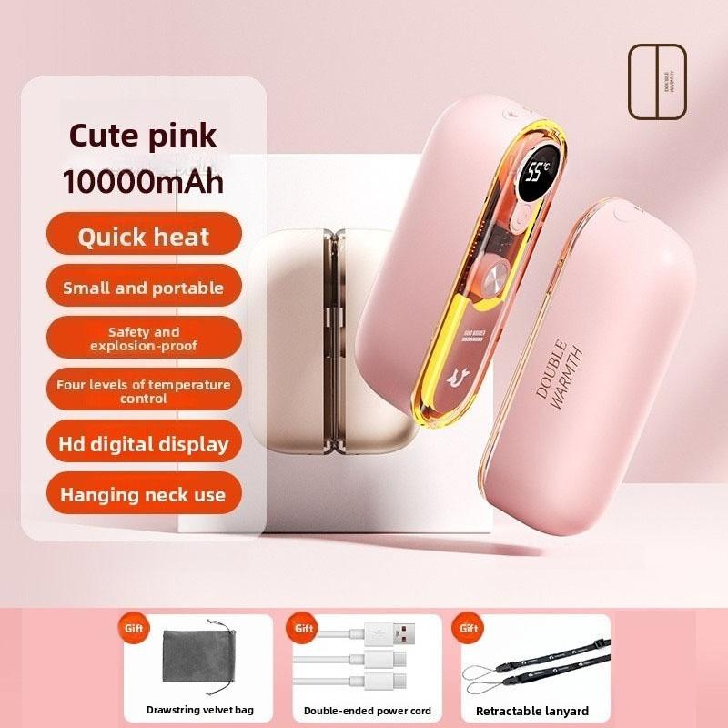 

10000mAh Hand Warmer Detachable Hand Warmer USB Charging Portable Warm Hands Treasure Creative Colorful Light розовый