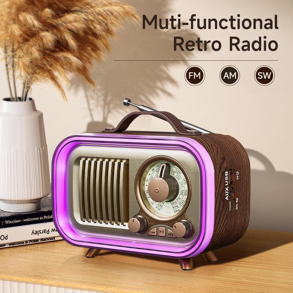 Retro Multifunctional Bluetooth Speaker with Radio, Portable Wireless Outdoor and Home Audio, Multi-band, Card Compatible.