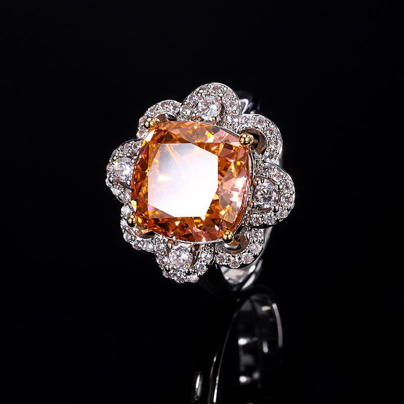 New Huabi Jewelry High Carbon Diamond Ice Flower Cut Copper Inlaid Papalacha Set Female Main 12 * 12 * 8 * 8