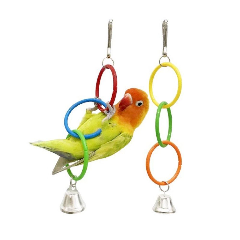 Colorful Bird Hanging Ring Toy With Bell Bird Exercise Play Toy Birdcage Accessories