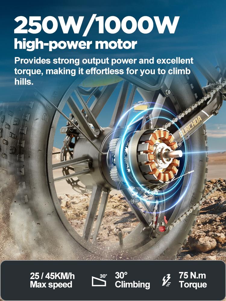 BURCHDA R7Pro Elektrofahrrad 20" Fat Tire E-Bike 48V/16Ah Akku 7 Gang E-Mountain Schnee Fahrrad Erwachsene Urban City Klapprad