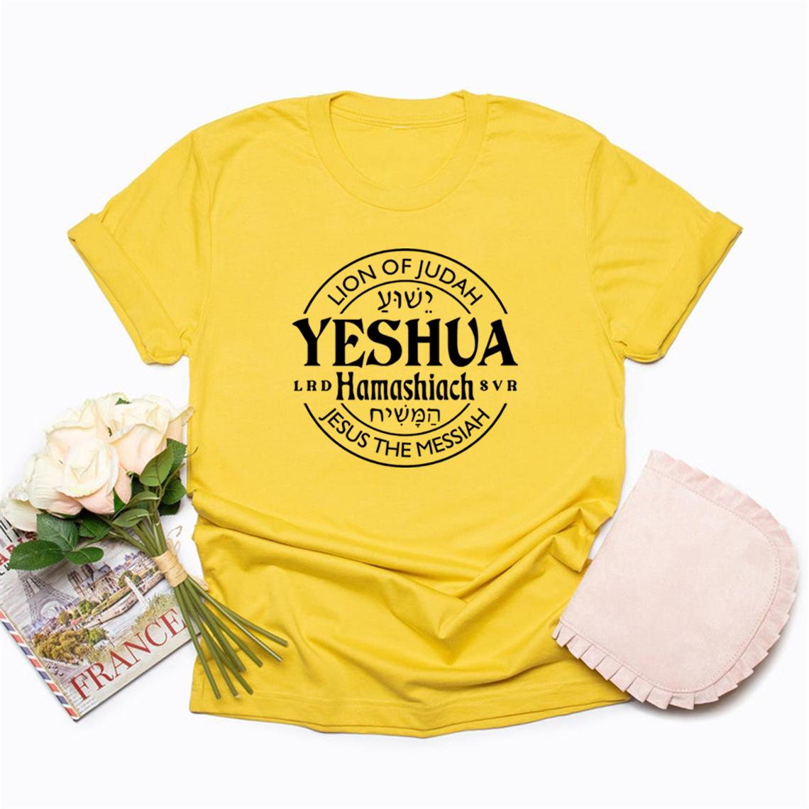 

Yeshua Hamashiach Jesus Is Messiah Футболка The King Is Coming Футболка Християнські подарунки Жіночий одяг Вуличний одяг з короткими рукавами M жовтий