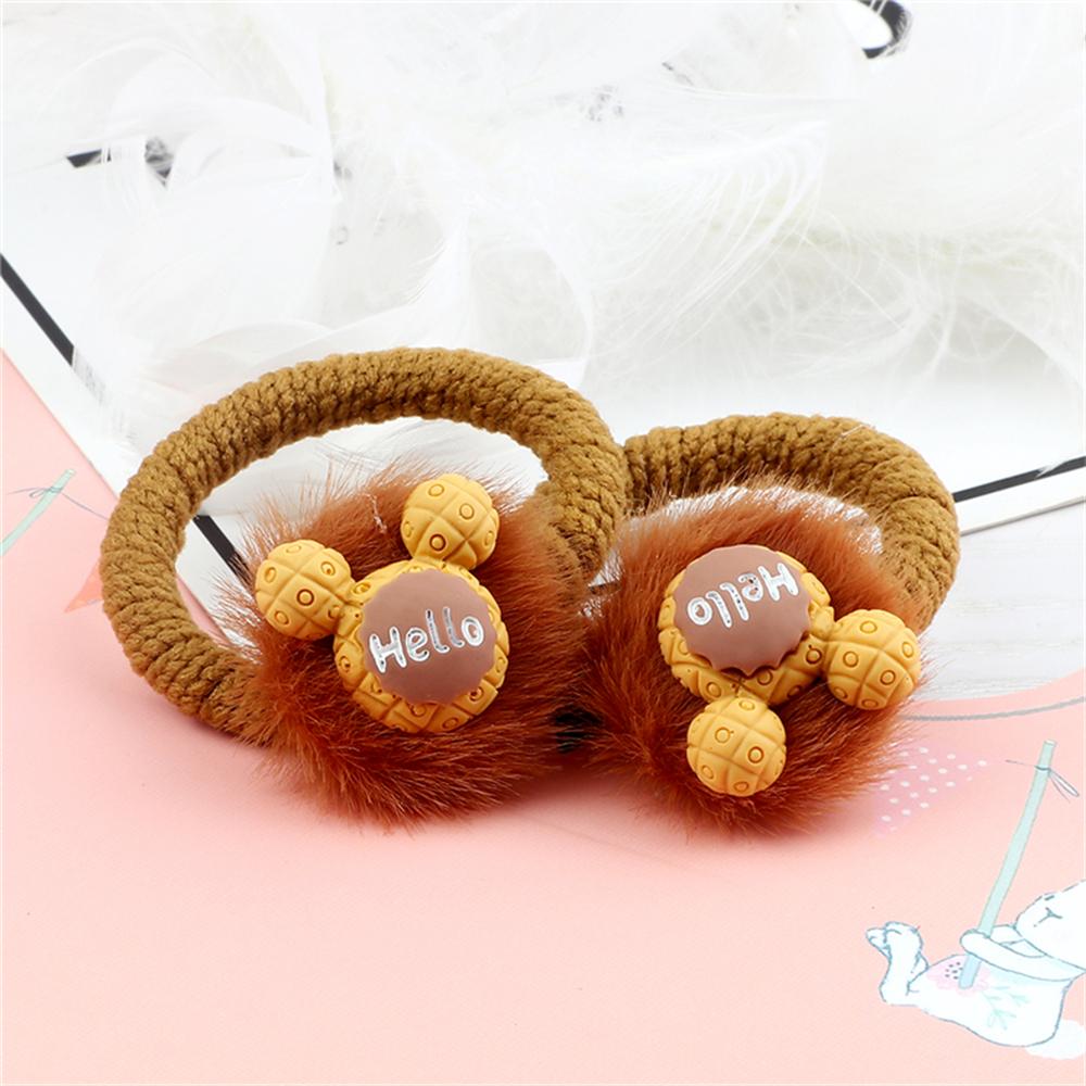 2PCS Sweet Colorful Hair Bands for Kids Girls Furry Fruits Bowknot Heart Winter Hair Ties Elastic Headband Hair Accessories Gift