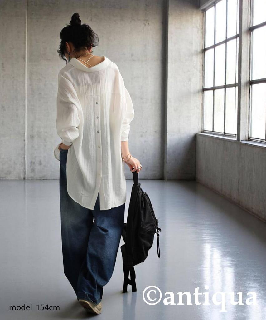 Antiqua Long Sleeve Sheer One Size White Women's Linen-Like Shirt, PK-01339, 03,