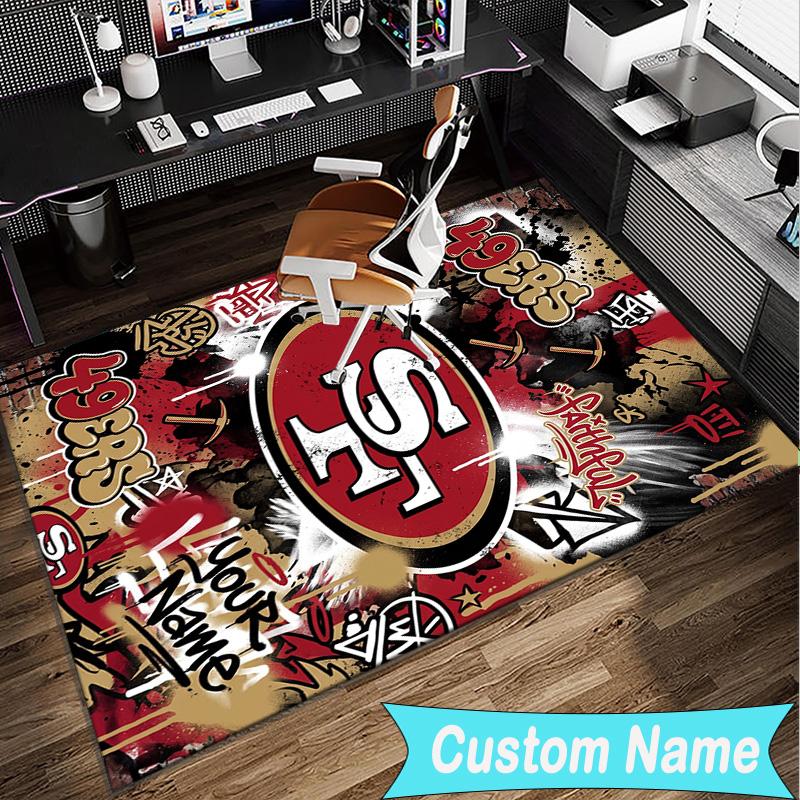 Custom Name Rug Vintage 49ers Football Area Rug Suitable for Indoor And Outdoor,Carpets for Homes, Offices,Living Rooms,Home Decor,Christmas Gift