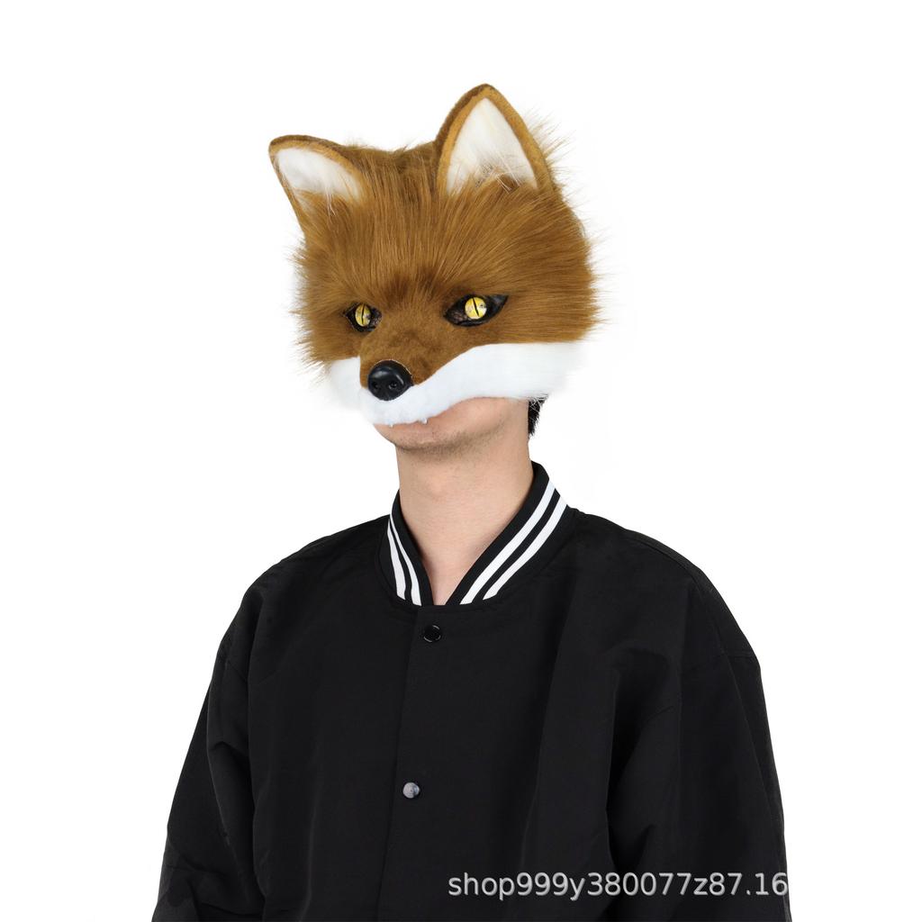 Finished plush canine mask, wolf head half-face mask, single head cosplay Wearable clothing