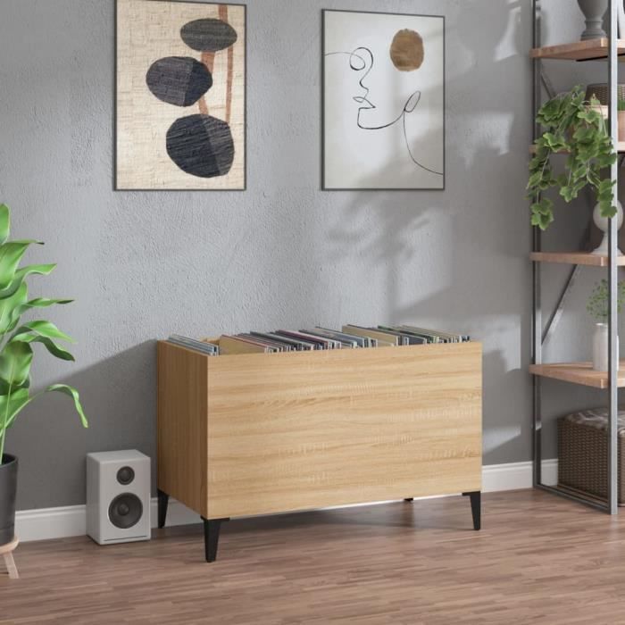 VidaXL Record Cabinet Sonoma Oak 74.5x38x48 Cm Engineered Wood 831968