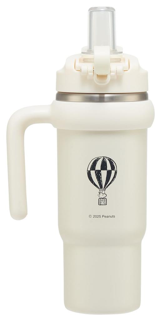 Skater Straw Tumbler, 830ml, Insulated, with Handle, 2-Way, Direct Drinking, Snoopy Badge, STSTB9-A