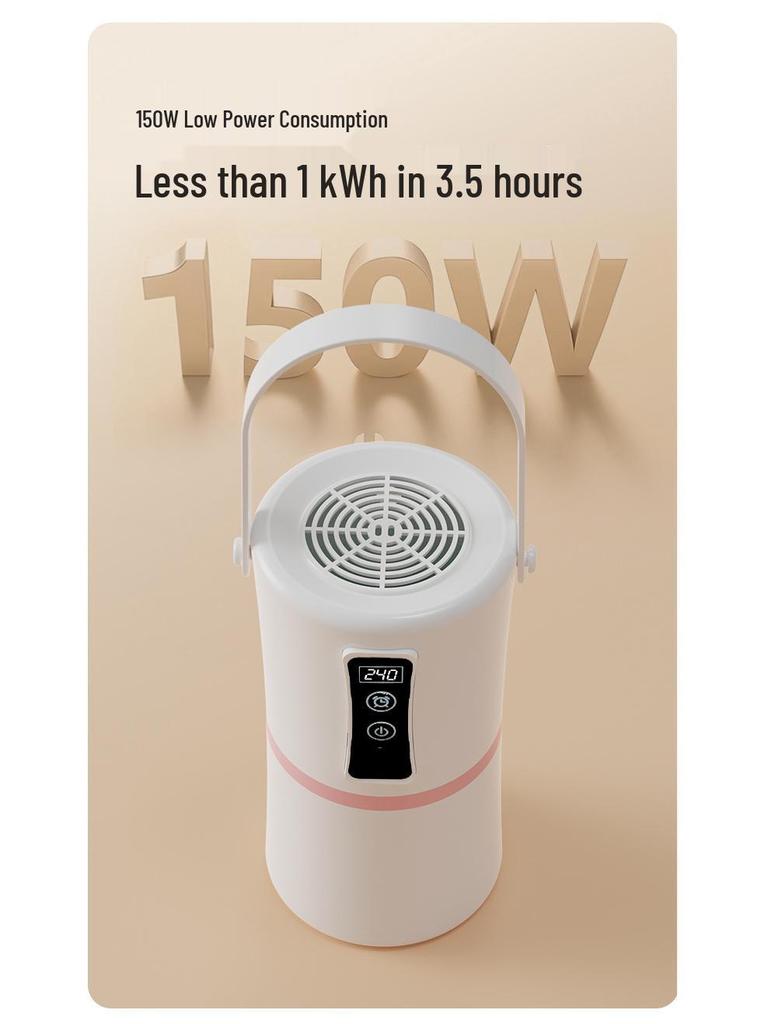 Compact Travel Clothes Dryer: Sterilizes, Eliminates Dust Mites, Features Timer, Consistent Heat, Ideal for Dorm or Home Use.