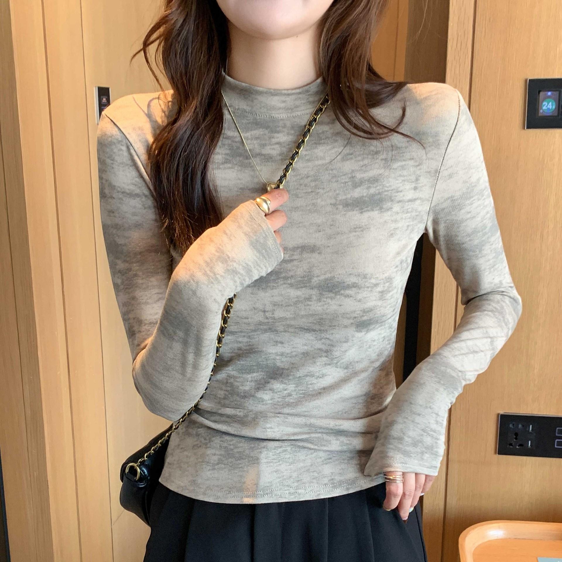 

Базовый слой с камуфляжным принтом и полуворотником для женщин с новой облегающей футболкой с длинным рукавом для осени и зимы XL кофейный