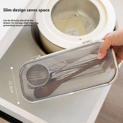 Stainless Steel Mesh Utensil Basket Dishwasher Safe Drying Rack for Spoons Forks Chopsticks Tableware Efficient Kitchen Organizer