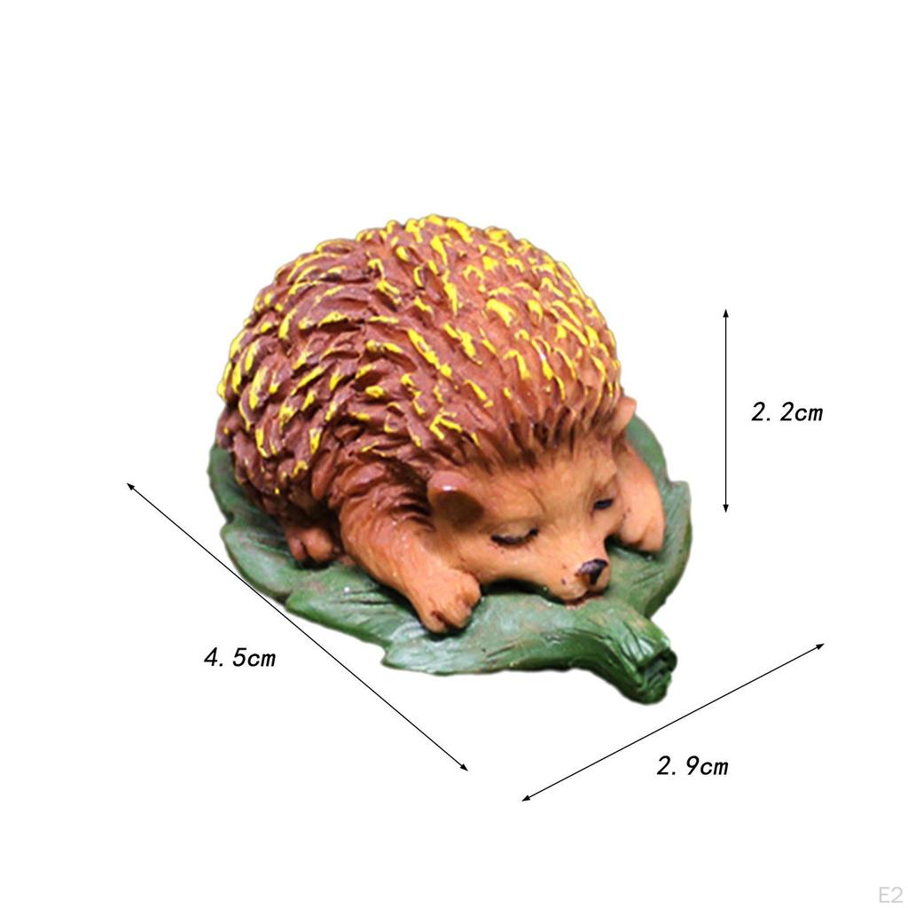 Hedgehog Statue Ornament Realistic Handpainted Mini Figurine Garden Sculpture for