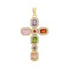 Multicolor Zircon Cross Pendant Necklace with Copper Chain