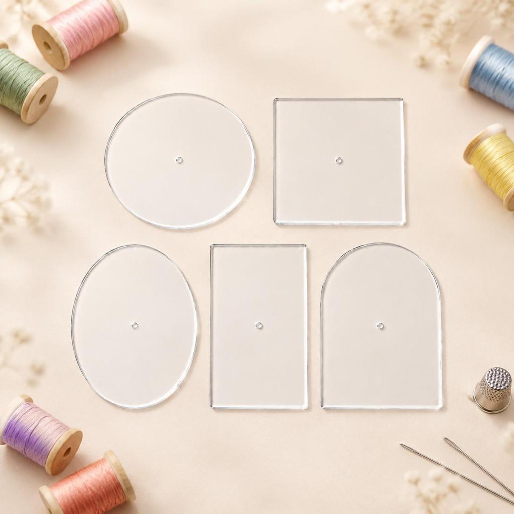 5 Pieces Acrylic Needlepoint Template Clear Tracing with Center Hole Transparent Stencil