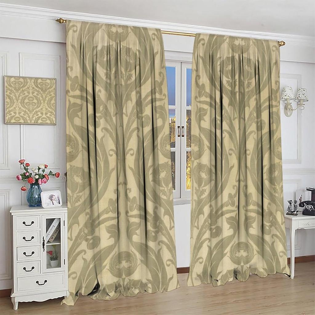 Rustic Vintage Flower Curtains William Morris Boho Country Floral Art Print Blackout Window Drapes for Bedroom Living Room Kitch