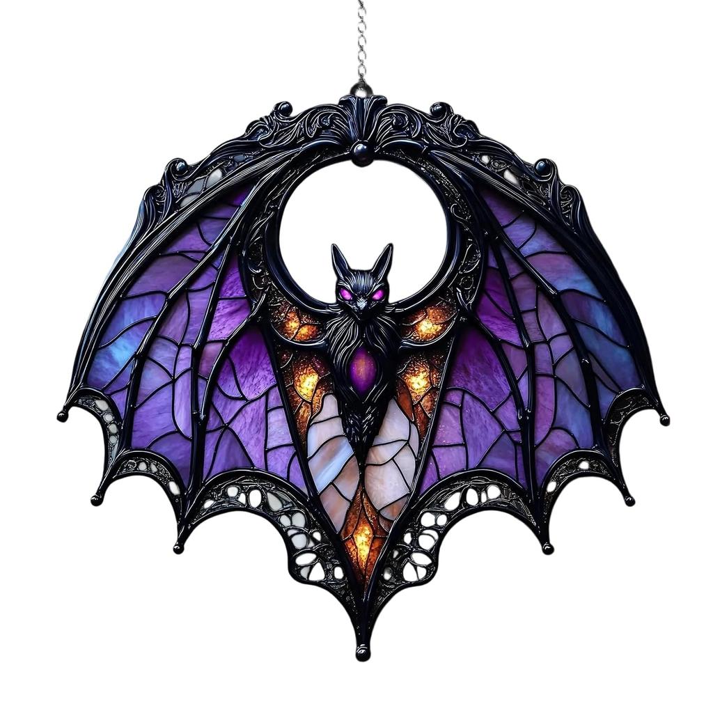 2DMysterious Purple Acrylic Light Catcher, Gothic Imitation Colored Glass Acrylic Window Hanging,