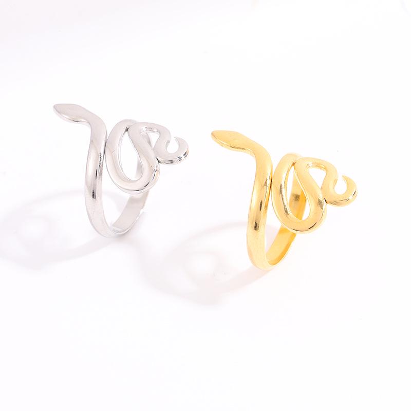 Women's Snake-Shaped Open Ring: Titanium Steel Design for a Unique Style