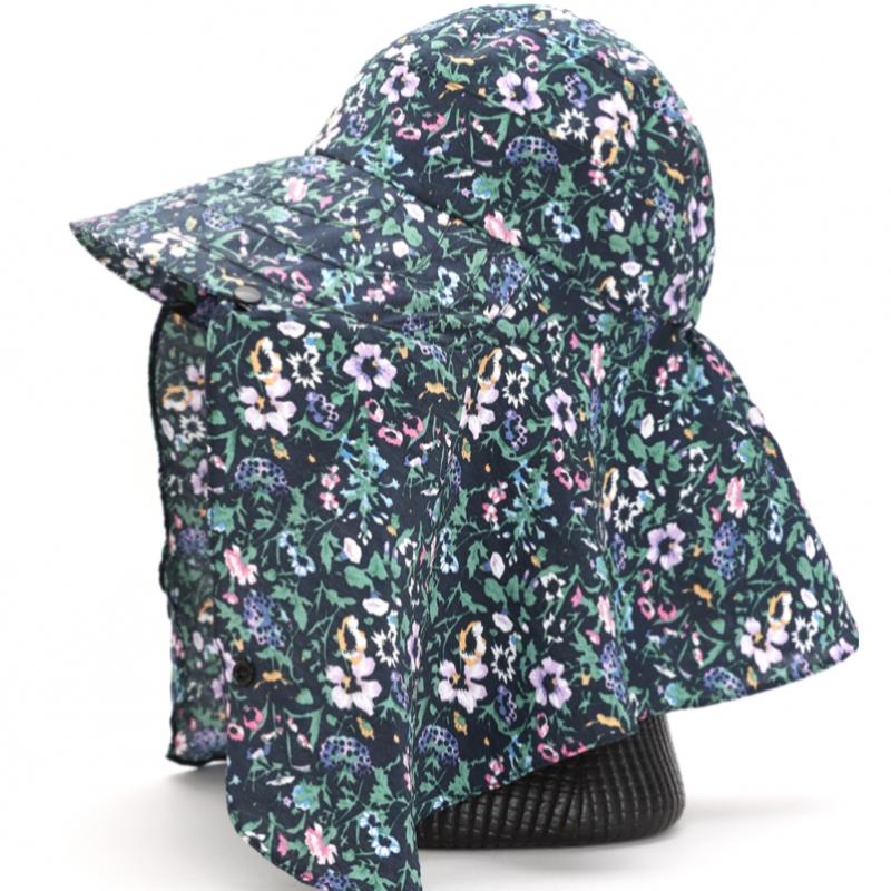 Shop Women Flower Mask Sun Cap Navy Km Wh 0435