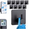 Self-Adhesive Hanger Hook, Steel, Black, 8 Pcs.