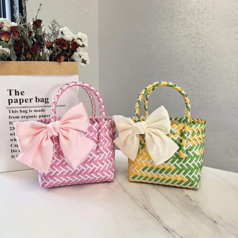 Elegant Bowknot Accent Basket for Weddings Holiday Gatherings and Travel Uses
