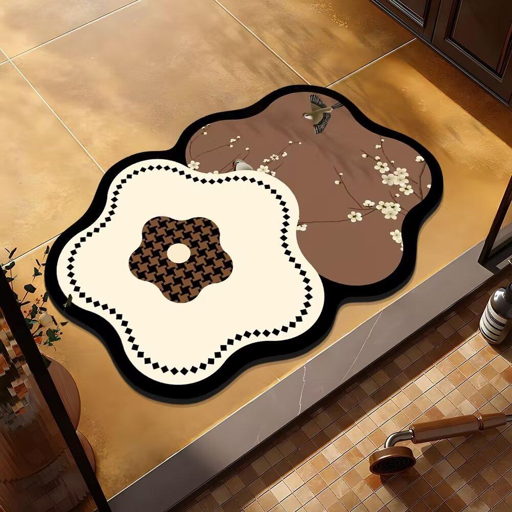 Special-shaped Flower Bathroom Floor Mat Washroom Door Wash Under Non-slip Absorbent Wear-resistant Foot Mat Door Mat