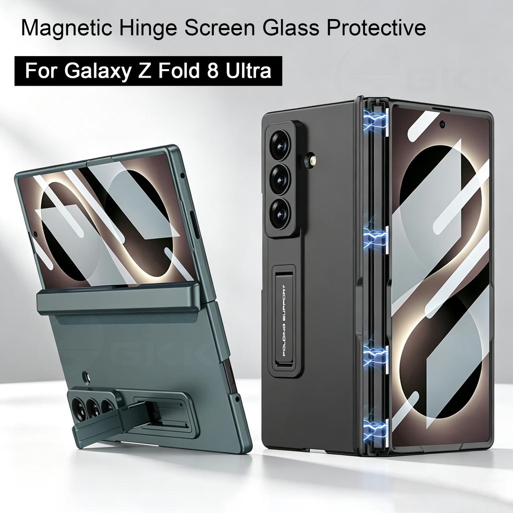 Magnetic Hinge All-included Case for Samsung Galaxy Z Fold 8 Ultra Screen Glass Protective Matte Cover for Samsung Z Fold7 Case