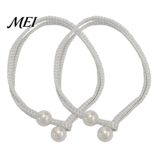 Curtain Tie 1 Pair Tiebacks for Drapes, Adjustable Rope Backs, Faux No Drill Buckles Pearls Cord Buckle Holder Home Hotel Office Window Drapery