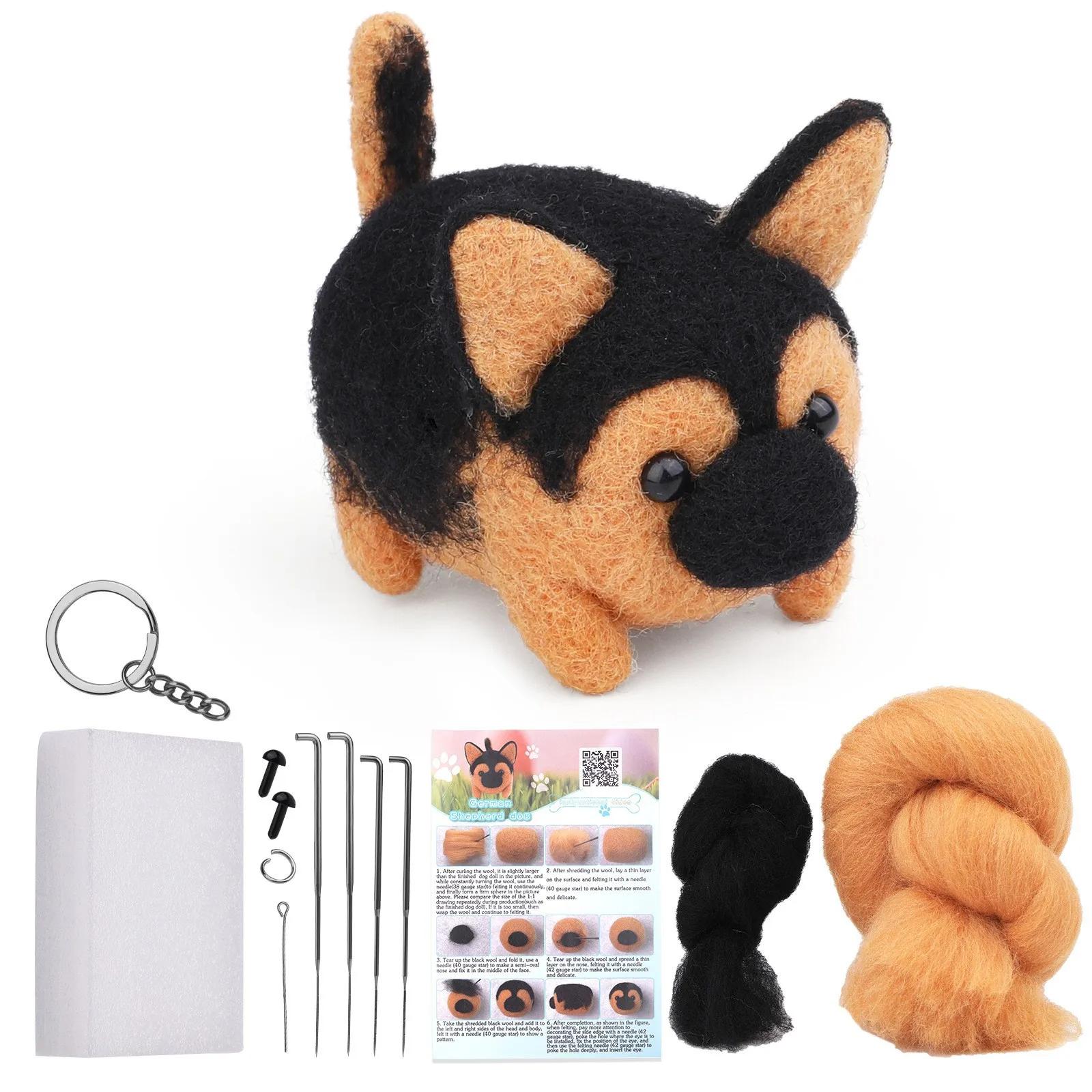 

Animals Cat Dog DIY Needle Felting Set with Foam Mat for Handcraft Project Beginners Needle Felting Supplies Kits with Tools