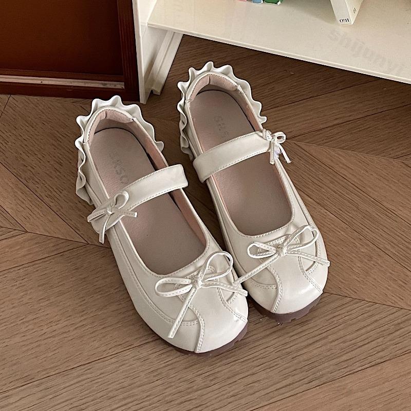 Women's Flat Ballet Shoes 2025 Autumn New Vintage Bow Knot Mary Jane Shoes Lightweight Comfortable Non Slip Casual Shoes
