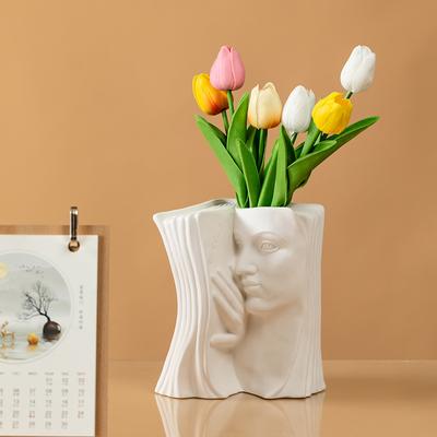 Ceramic Vase Book Three-dimensional Abstract Face Floral Arrangement Accessories Flower Vase Home Decoration Accessories