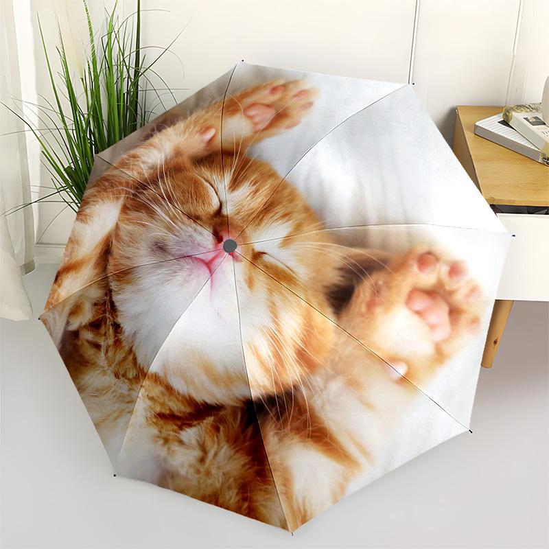 

Kitten, Sleep Themed Automatic Opening and Closing Umbrella, Compact Travel Umbrella, Lightweight and Portable, Suitable for Beach Commuting