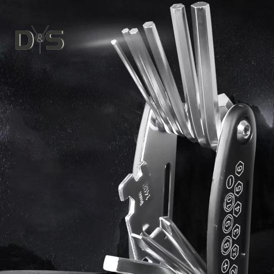 Bike Repair Kits 16-in-1 Bicycle Multi-tool with Tire Levers Hex Spoke Wrench Foldable Multi-Functional Accessories Set for Road Mountain Bike