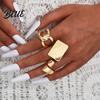 Adjustable Ring 3Pcs Minimalist Cross Knot Set Textured Chunky Stackable