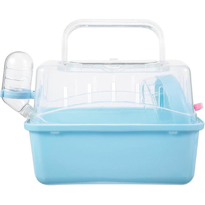 POPETPOP Portable Hamster Cage - Hamster Carrier Hamster Carry Case with Water Bottle Small Animal Travel Cage for Gerbil Hedgehog Squirrel