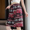 Women Summer Shorts Thiland Elephant Print Drawstring Elastic Waist Loose Soft Breathable Vacation Beach Travel Knee Length Shorts