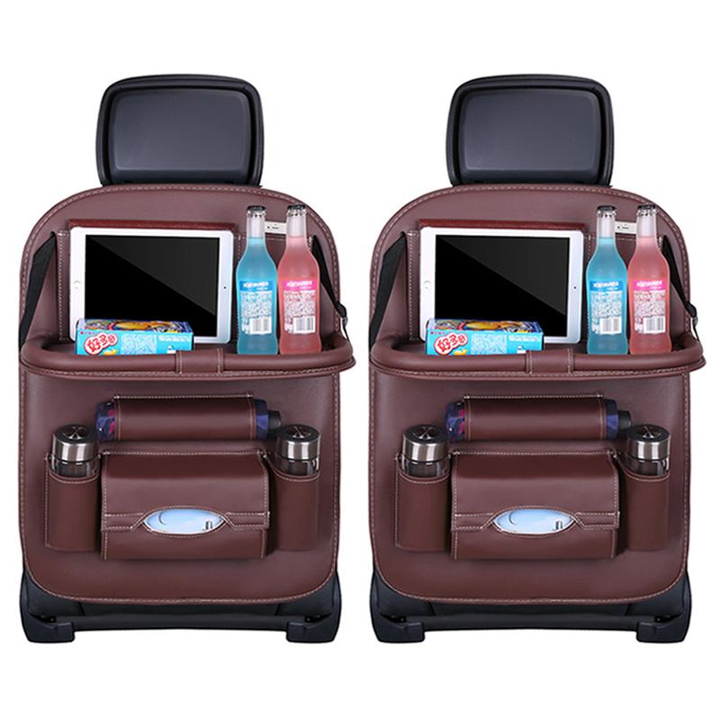 1/2pcs Car Seat Back Organizer Bag Foldable Table Tray Travel Storage Bag Car Seat Organizer Storage Auto Accessories Interior
