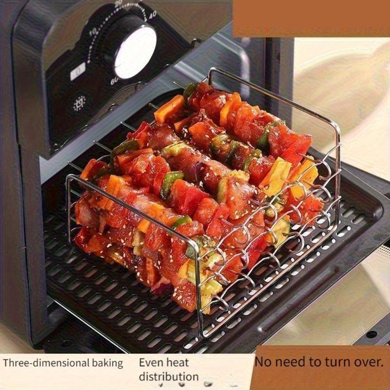 2 Set Stainless Steel Cooking Skewer Wire Rack for Air Fryers Oven Easy Operation for Family Gatherings Outdoor Barbecue HX6C